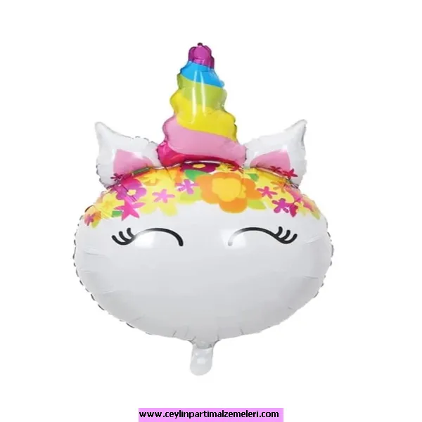 Unicorn Yuvarlak Boynuz Folyo Balon